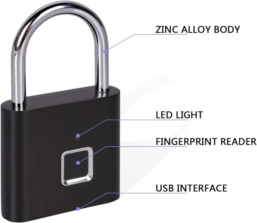 Fingerprint Padlock, One Touch Open Gym Lock