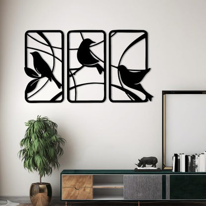 Wall Art 3pcs Birds On Branches