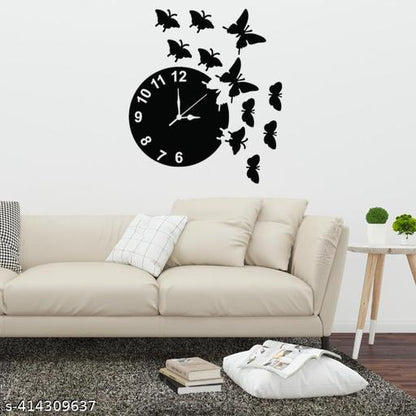 Beautiful Butterfly Wooden Wall Clock 3d