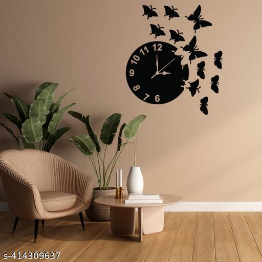 Beautiful Butterfly Wooden Wall Clock 3d