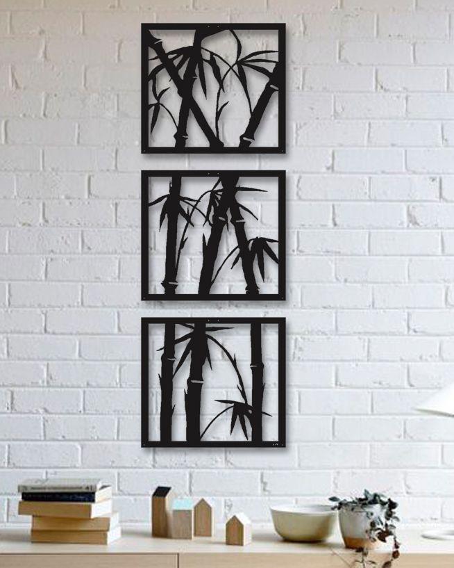 Wall Art Bamboo Tree 3 Frame Wooden